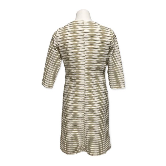 Emma & Michele Medium White and Beige Textured 3/4 Sleeve Boatneck Dress - Picture 3 of 7
